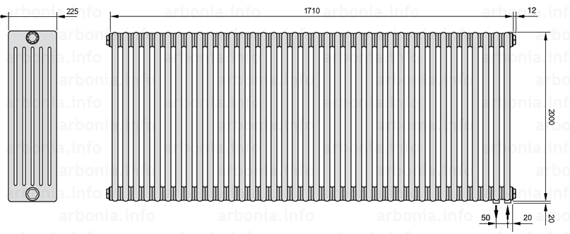 Схема (чертеж) Радиатор Arbonia 6200/38 №89